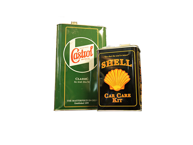 Hochleistungs-Motoröl in altmodischem Kanister – optimaler Schutz für Benzin- und Dieselmotoren